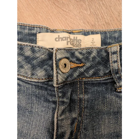 Vintage Y2K Charlotte Russe Denim Shorties Size 2 Blue Jean Micro Shorts - Picture 3 of 6